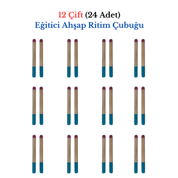 Eğitici Ahşap Ritim Çubuğu - 12 Çift (24 Adet) ürün görseli 1