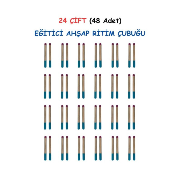 Eğitici Ahşap Ritim Çubuğu - 24 Çift (48 Adet) ürün görseli 1