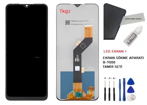 Infinix HOT 11 PLAY Lcd Ekran Dokunmatik Orijinal Kalite + B-7000 + TAMİR SETİ ürün görseli 1