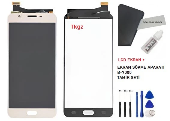 Samsung Galaxy J7 PRİME - SM-G610F Lcd Ekran Dokunmatik Orijinal Kalite GOLD + B-7000 + TAMİR SETİ ürün görseli 1