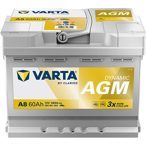 Varta Akü 12V 60 Ah Amper 680A CCA Start&Stop Dynamic Agm A8 ürün görseli 1