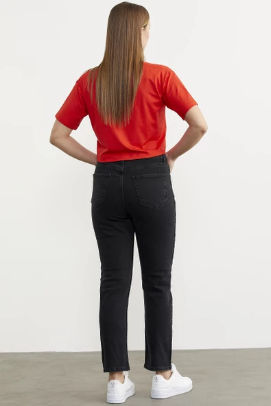 Straight Comfort Fit Jean Pantolon - Antrasit - Resim 4