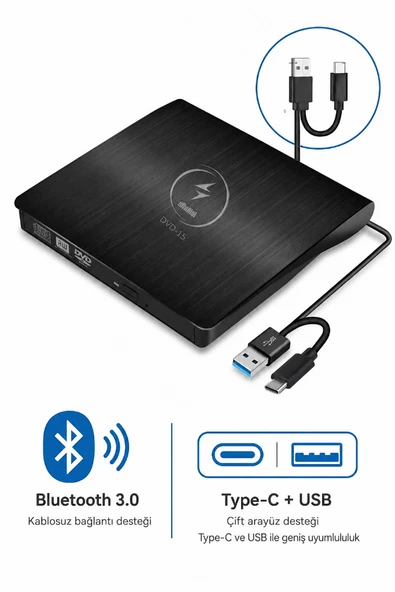 Alfalink AL-DVD15 Usb 3.0+Type-C Ultra Slim Taşınabilir DVD Optik Yazıcı ürün görseli 1
