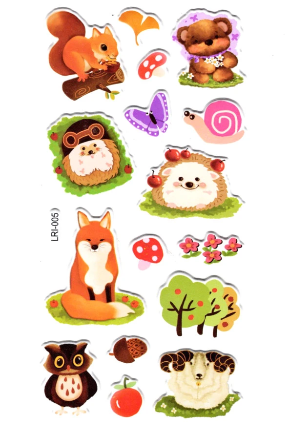 Sticker Kabartmalı Stiker Defter Planlayıcı Etiket (Lrı005)-17x9 cm- Minik Hayvanlar ürün görseli 1