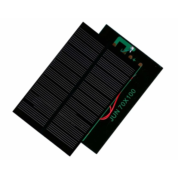 Küçük Mini Güneş Paneli 7cmX10cm 6 Volt 0,15 Amper + ve - Kablolu ürün görseli 1