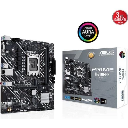 ASUS PRIME H610M-E-CSM DDR5 DP HDMI VGA 2XM2 USB 3.2 RGB MATX 1700P ürün görseli 1