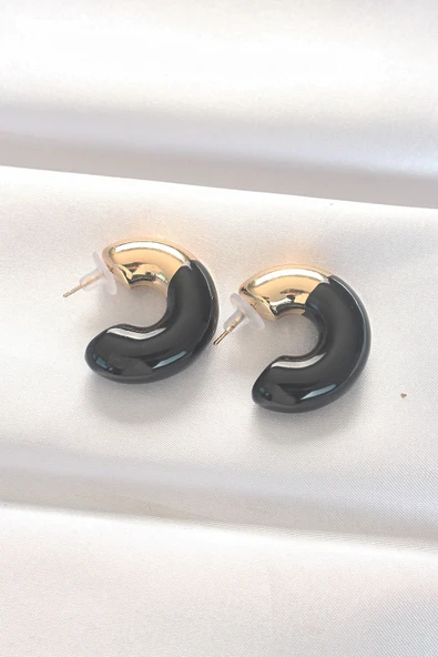 CCB Siyah Gold Çift Renk Küpe TJ-BKP8875 ürün görseli 1