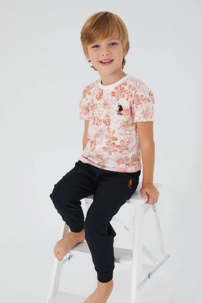U.S. Polo Assn. 1358 Garson Flowered Erkek Çocuk Kısa Kol Pijama Takım ürün görseli 1