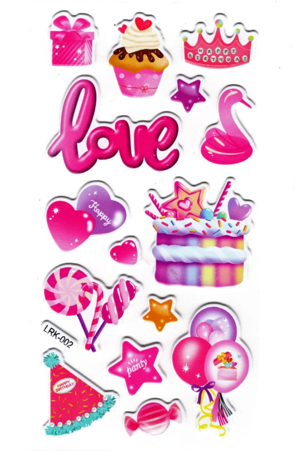 Sticker Kabartmalı Stiker Defter Planlayıcı Etiket (Lrk002)-17x9 cm- Pasta Party ürün görseli 1