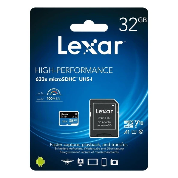 Lexar 32GB Micro SD Hafıza Kartı UHSI 633x 100MB ürün görseli 1