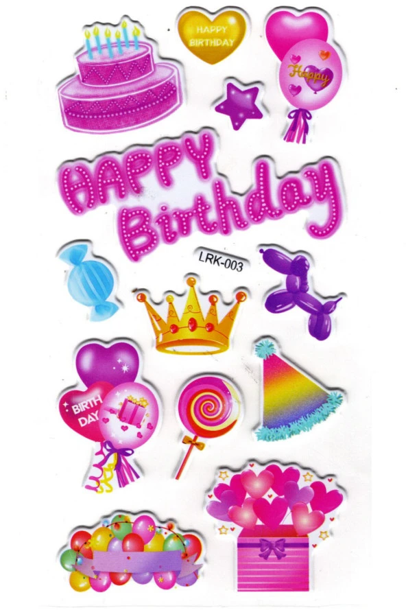 Sticker Kabartmalı Stiker Defter Planlayıcı Etiket (Lrk003)-17x9 cm- Doğum Günü ürün görseli 1