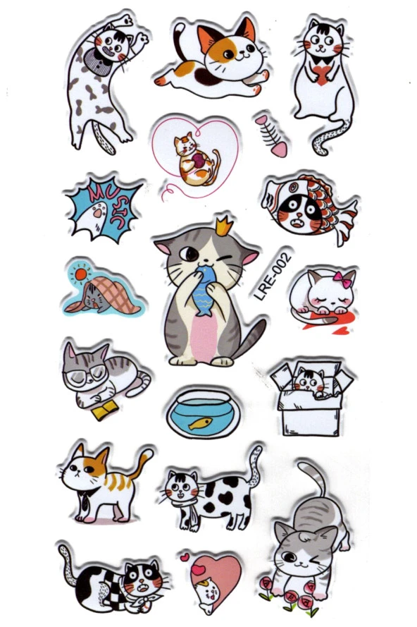 Sticker Kabartmalı Stiker Defter, Planlayıcı Etiket (lre-002) - 17X9 cm - Balık Seven Kedi ürün görseli 1