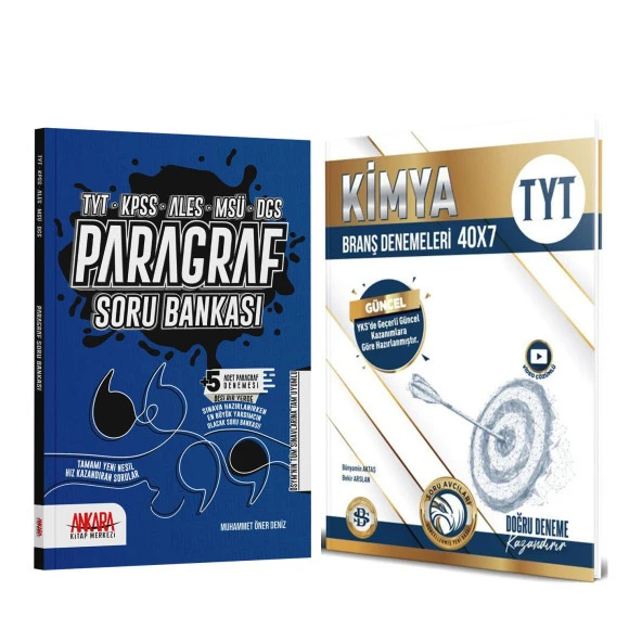 Bilgi Sarmal TYT Kimya Deneme ve Ankara Kitap Merkezi Paragraf Soru Bankası Seti 2 Kitap ürün görseli 1