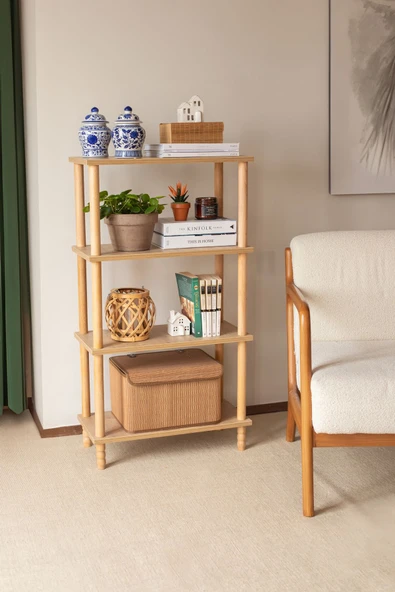 Concept 3 Raflı Organizer Balkon Banyo Kitaplık Mutfak Dolabı Ofis Düzenleyici Ahşap Nature ürün görseli 1
