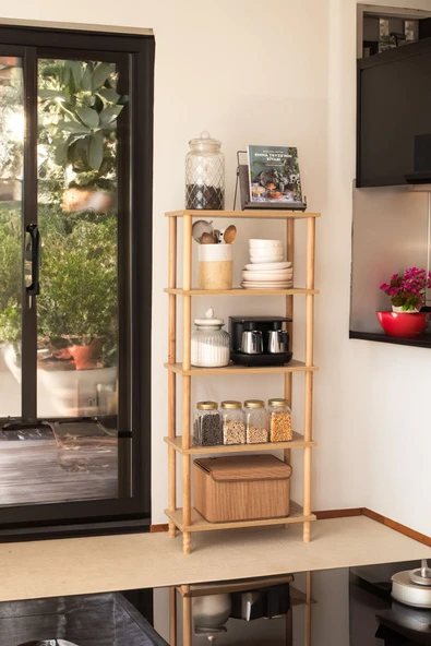 Concept 4 Raflı Kitaplık Banyo Mutfak Dolabı Balkon Organizer Ofis Düzenleyici Ahşap Nature ürün görseli 1