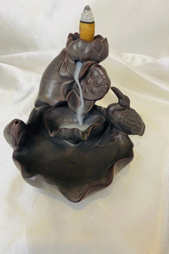 Feng Shui Buda Yenilik İlerleme Lotus Çiçek Geri Akış Tütsülük Ters Akış Şelale Kaliteli Seramik Kahve ürün görseli 1