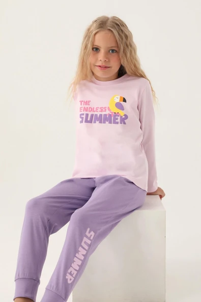 Roly Poly 3401 Premium Garson Kız Çocuk Endless Pamuklu Rahat Kalıp Uzun Kollu Pijama Takımı ürün görseli 1