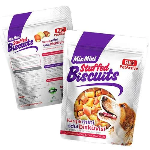 Bio Pet Active Mix Mini Stuffed Biscuits Karışık Mini Köpek Ödül Bisküvisi 200 Gr ürün görseli 1