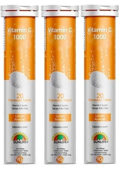 Sunlife Vitamin C 1000 mg 20 Tablet 3 Adet ürün görseli 1