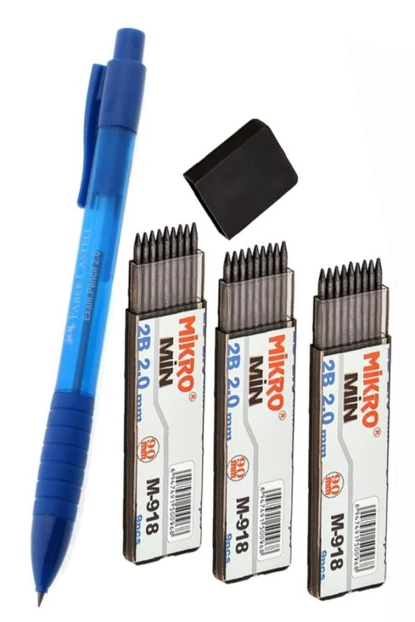 2.0 Mm Kalın Uçlu Versatil Kalem Faber Castell 1 Adet ve 2.0 Mm Kalın Uç Siyah 3 Adet Kalın Uçlu Mekanik Kalem ürün görseli 1