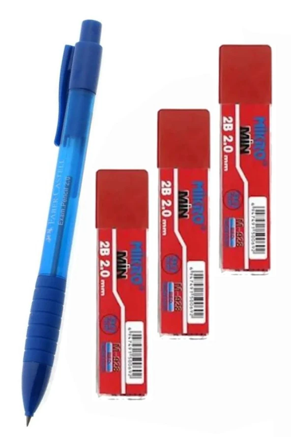 2.0 Mm Kalın Uçlu Versatil Kalem Faber Castell 1 Adet ve 2.0 Mm Kalın Uç Kırmızı 3 Adet Kalın Uçlu Mekanik Kalem ürün görseli 1