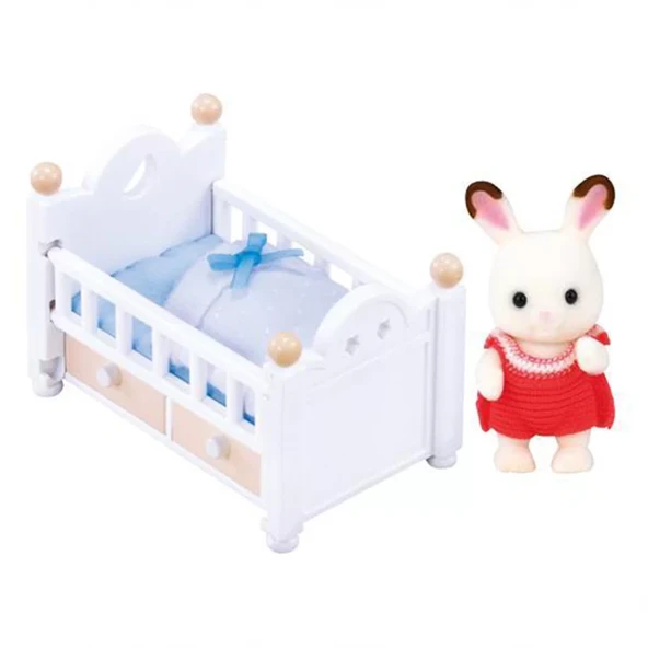 Sylvanian Families Çikolata Kulaklı Tavşan Bebek ve Yatağı 5017 ürün görseli 1
