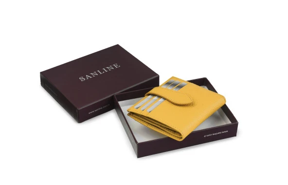 SANLINE 800 Hakiki Deri Kartlık Görünümlü Unisex Cüzdan - Sarı ürün görseli 1