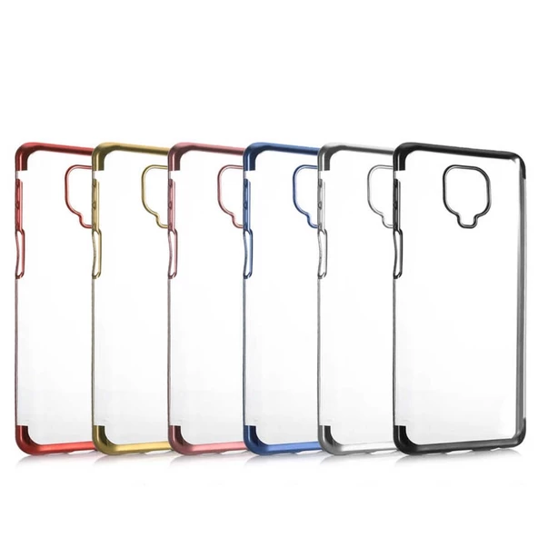 Redmi Note 9 Pro - Redmi Note 9S Köşeleri Renkli Şeffaf Kılıf ürün görseli 1