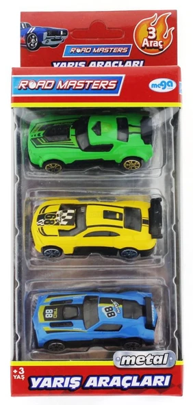 Die Cast Metal 3'lü Yarış Arabaları Yeşil Araçlı ürün görseli 1