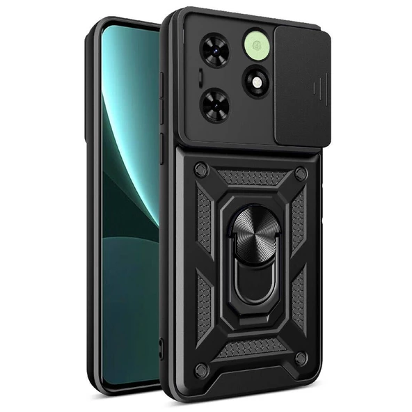 Gpack Tecno Spark 20C Kılıf Tank Aramid Sürgülü Vega Yüzüklü Sert Silikon ürün görseli 1