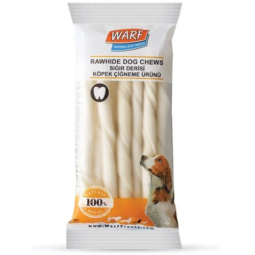 Warf Beyaz Burgu Çubuk Sığır Derisi Köpek Ödülü (12 Cm-20li Paket) ürün görseli 1