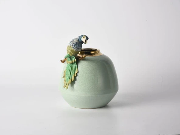 LAMEDOREPARROT NILE GREEN SMALL VASE 21X19X24 CM ürün görseli 1