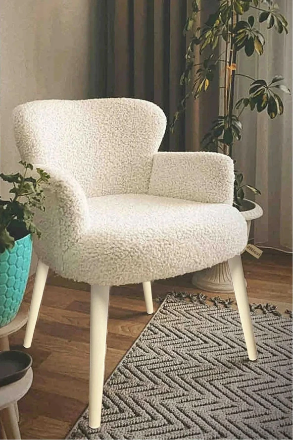 LOVİSSE HOME Pofuduk Teddy Berjer - Tekli Koltuk - Bekleme, Cafe, Ofis, Balkon, Güzellik Merkezi,çay Seti Koltuk ürün görseli 1