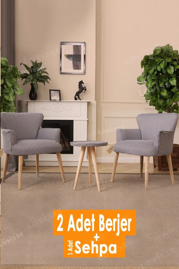 LOVİSSE HOME 3lü Berjer Set Tekli Koltuk Balkon, Ofis, Bekleme, Güzellik Merkezi, Çay Seti ürün görseli 1