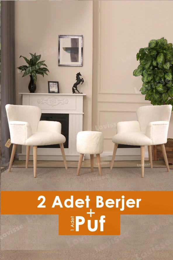 LOVİSSE HOME 3lü Berjer Set Tekli Koltuk Balkon, Ofis, Bekleme, Güzellik Merkezi, Çay Seti ürün görseli 1