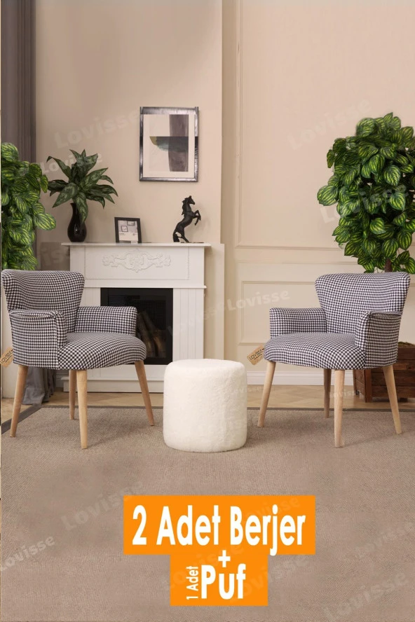 LOVİSSE HOME 3lü Berjer Set Tekli Koltuk Balkon, Ofis, Bekleme, Güzellik Merkezi, Çay Seti ürün görseli 1