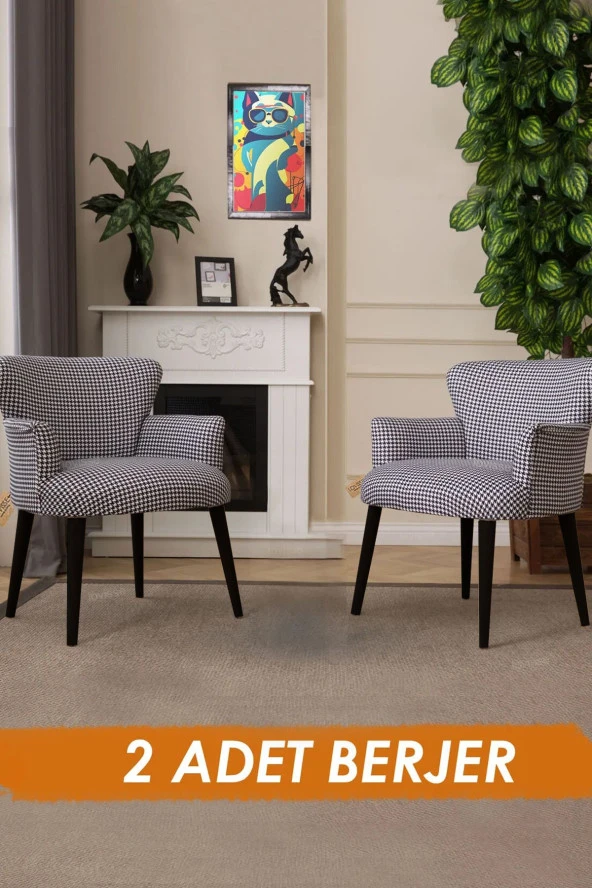 LOVİSSE HOME Siyah Ayak 2li Berjer Set Tekli Koltuk Balkon, Ofis, Bekleme, Güzellik Merkezi, Çay Seti ürün görseli 1