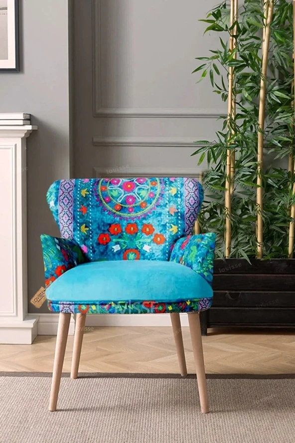 LOVİSSE HOME Patchwork Otantik Berjer Etnik Retro Tekli Koltuk Balkon, Ofis, Bekleme, Güzellik Merkezi, Çay Seti ürün görseli 1