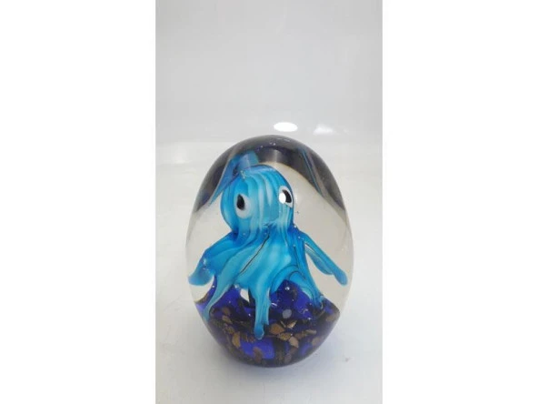LAMEDOR OCTOPUS BLUE INK GLASS DECOR 9X9X11 CM ürün görseli 1