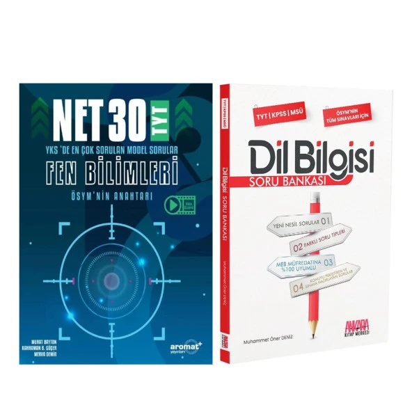 Aromat TYT Fen Bilimleri 30 Net Model Sorular ve AKM Dil Bilgisi Soru Bankası Seti 2 Kitap ürün görseli 1