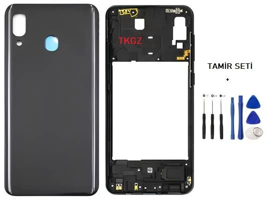 Samsung Galaxy A20  - SM-A205F FULL Kasa Arka Kapak Takım SİYAH - TAMİR SETİ ürün görseli 1