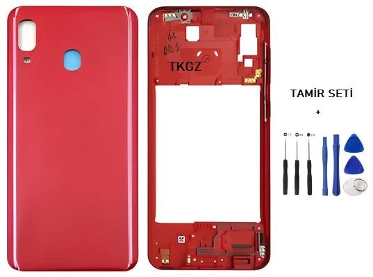 Samsung Galaxy A20  - SM-A205F FULL Kasa Arka Kapak Takım KIRMIZI - TAMİR SETİ ürün görseli 1