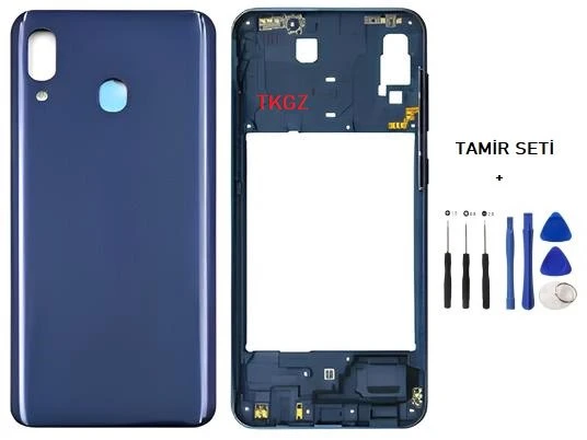 Samsung Galaxy A20  - SM-A205F FULL Kasa Arka Kapak Takım MAVİ - TAMİR SETİ ürün görseli 1