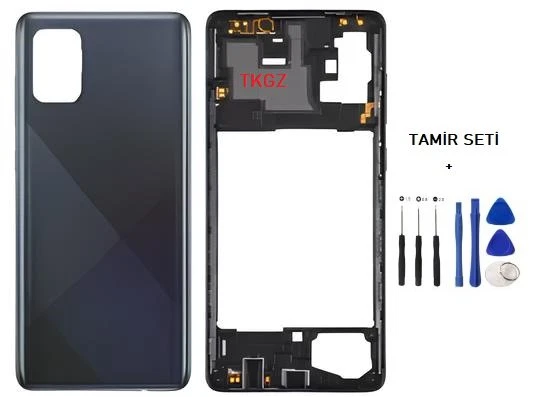 Samsung Galaxy A71 - SM-A715F FULL Kasa Arka Kapak Takım SİYAH - TAMİR SETİ ürün görseli 1