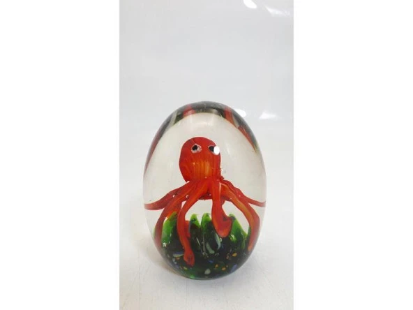 LAMEDOR OCTOPUS RED GREEN GLASS DECOR 9X9X11 CM ürün görseli 1