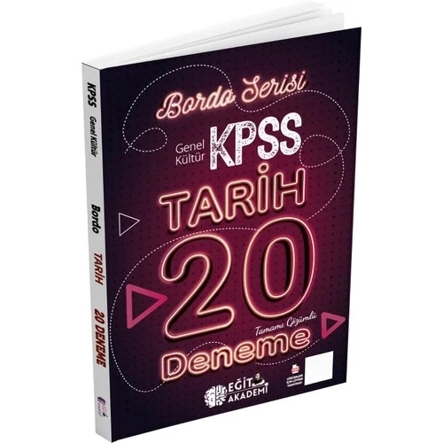 KPSS GK TARİH ÇÖZÜMLÜ 20 DENEME BORDO SERİSİ  EĞİT AKADEMİ ürün görseli 1