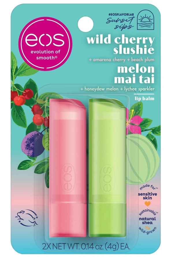 Eos Lip Balm Wild Cherry Slushie + Melon Mai Tai 2'li Dudak Balsamı 2x4GR ürün görseli 1
