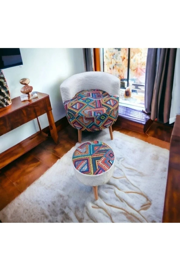 BEYLERBEYİ Çay Seti Tekli Koltuk Berjer Ve Puf Takımı (salon, Balkon, Ofis) 2 Li Takım ürün görseli 1