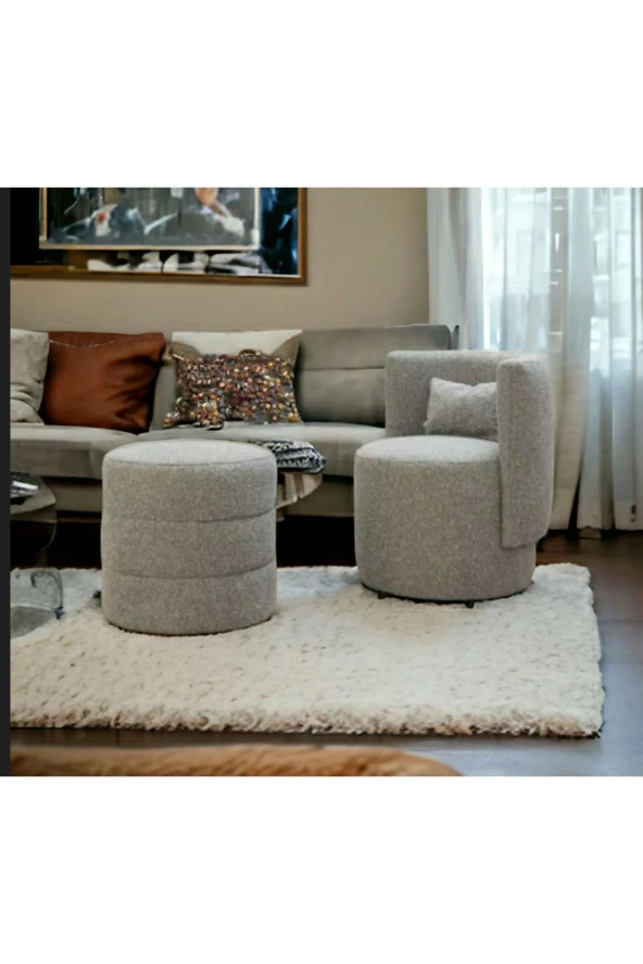 BEYLERBEYİ Relax Tedyy bir berjer ve bir puf (salon ,ofis, balkon) ikili takım ürün görseli 1