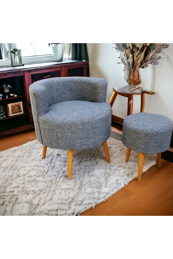 BEYLERBEYİ Çay Seti Tekli Koltuk Berjer Ve Puf Takımı (salon, Balkon, Ofis) 2 Li Takım ürün görseli 1